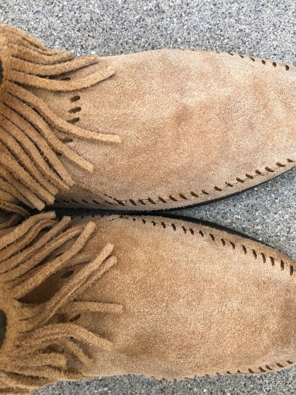 MINNETONKA 297T Double Finge Mocassin Boots Women's 7 Leather Suede Brown Shoes - Picture 4 of 11